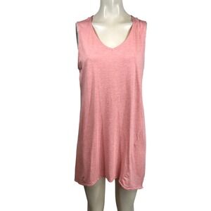 J. Jill Pure Jill Pink Heather Pima Cotton Dipped Hem V-Neck Tunic Tank Top M